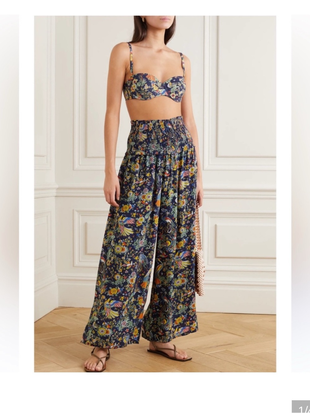 Tory Burch Swim Smocked Palazzo wide leg beach pants cover up size small